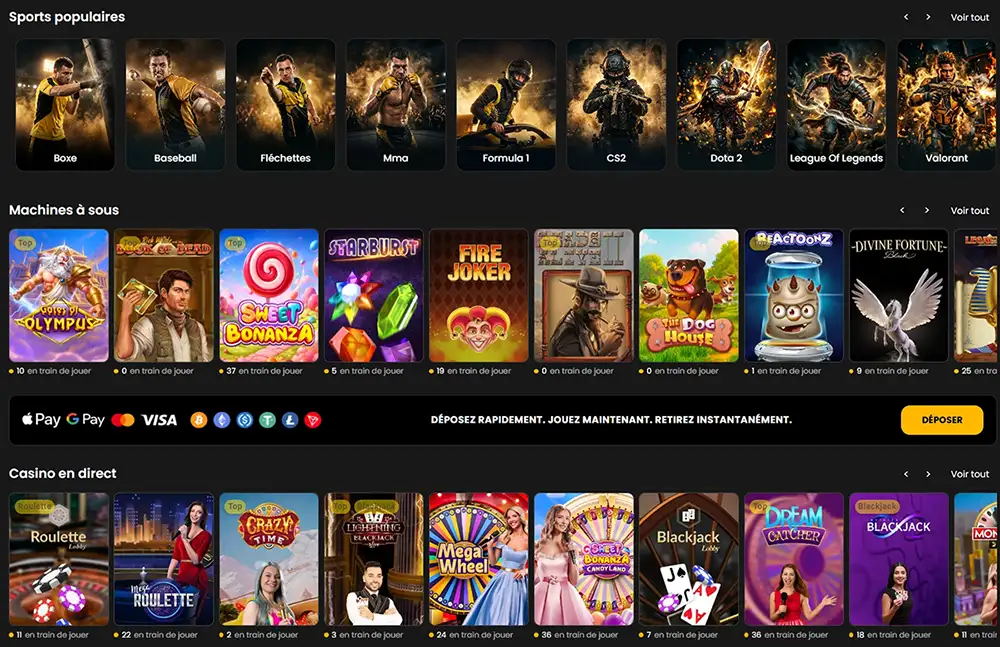 Casino 29Black Page d'accueil